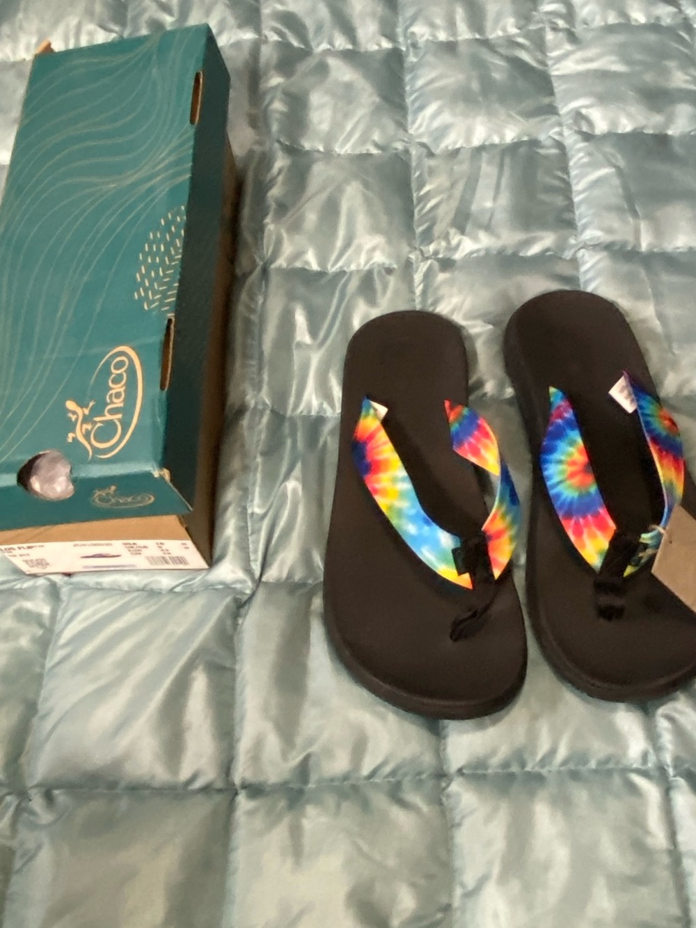 NWT Men’s Chaco Chillios Tie-Dye Strap Flip Flops w/ Black sole Sz 10 Retail $79